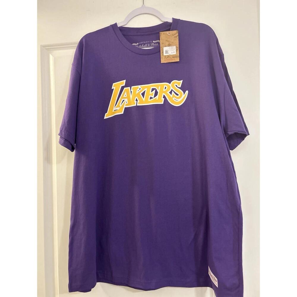 Nwt Mitchell  Ness La Lakers Logo Tee Purple Yellow White Size 2Xl